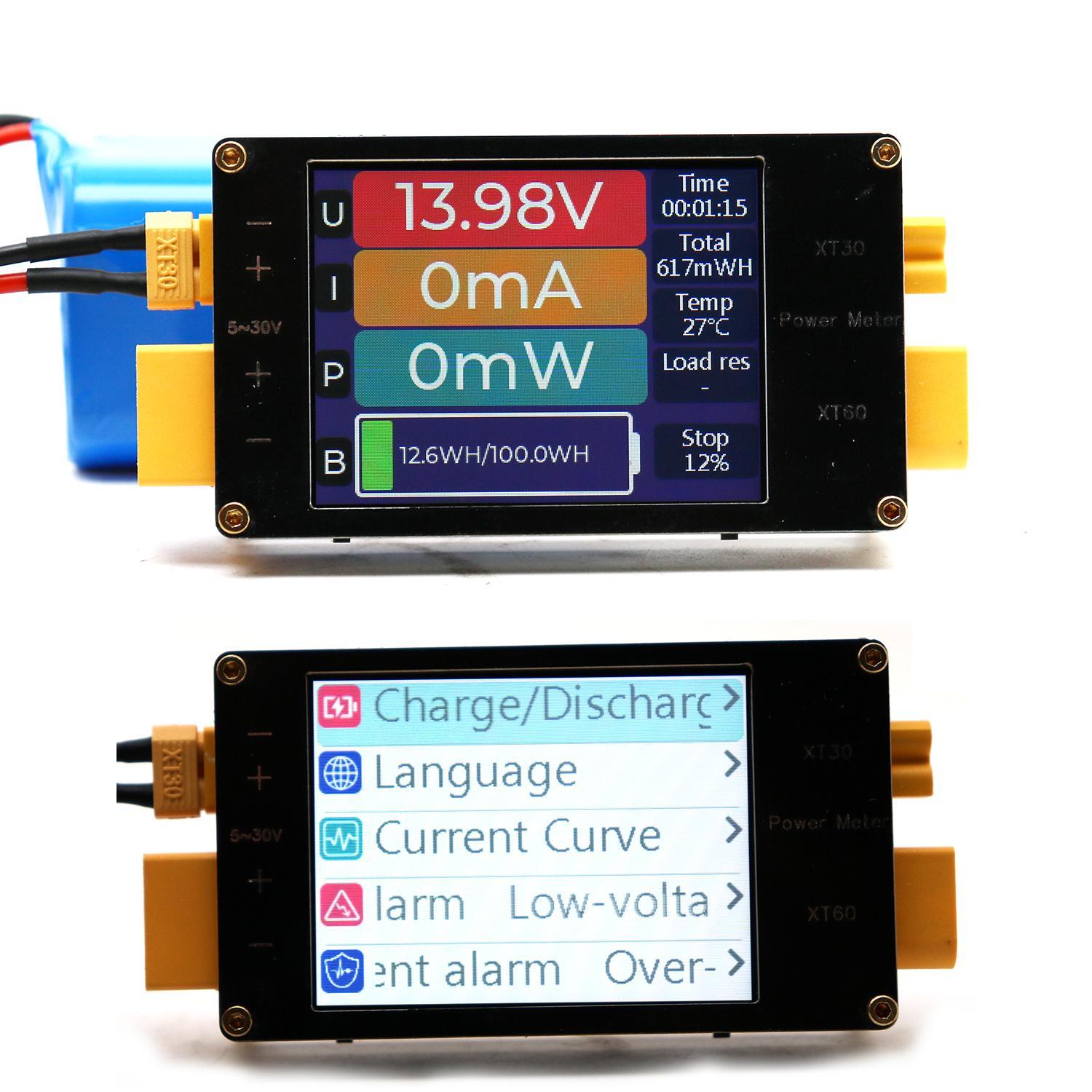 Drone Battery Voltage Checker - 2.4Inch Display Power Meter XT60 64A
