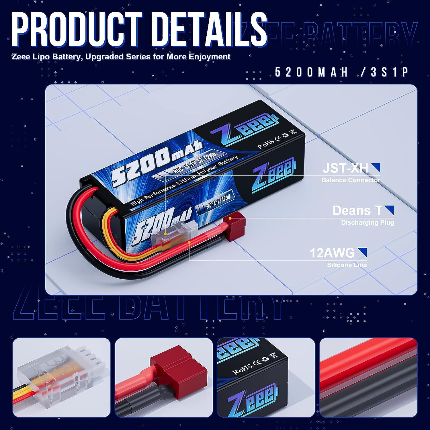 1/2pcs Zeee 3S 5200mAh Lipo Ba - Drone Battery 3S ulasan dan harga